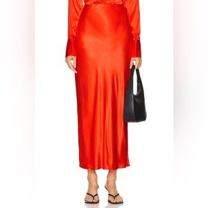 NEW Revolve L’academie by Marianna Noemie Midi Maxi Skirt in Red Orange XS